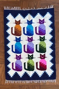 Peruanische Andenkatzen handgewebt Handarbeit Wandteppich Wandbehang *LESEN* bunt - Bild 1 von 10