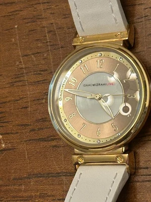 Reloj en vivo Isaac Mizrahi acero inoxidable movimiento Japón correa de cuero Foto 1 de 3