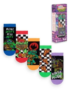 Teenage Mutant Ninja Turtles More Skate Less Hate Calf Socks Set of 5 Boys - Picture 1 of 9