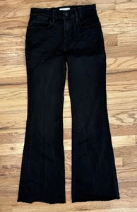 Frame Le Easy Flare Raw Fray High-Rise Stretch Jeans Damen Gr. 26 Film Noir - Bild 1 von 5