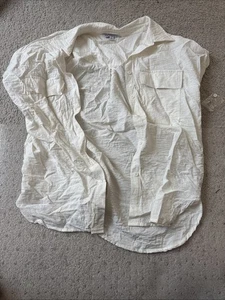 Ophelia Roe White Linen Button-Up Shirt size Large Lightweight - Picture 1 of 2