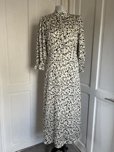 Bruuns Bazaar Ladies Acacia Clarena Cream Black 3/4 sleeve Midi Dress UK 10 BNWT - Picture 1 of 22