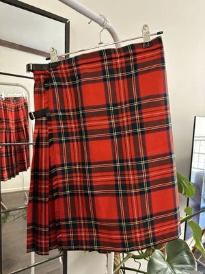 Minifalda de lana a cuadros Hector Russell S 8 ✨ falda escocesa plisada cintura alta London Chic Foto 1 de 4