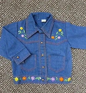 Vintage Embroidered 70's Girls Jacket: Embroidered 70's Toddler Jacket 12-18 M - Picture 1 of 16