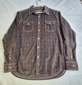 Vintage True Grit Samt Herren Large braun schwer Hemd hergestellt in den USA orange Nähte - Bild 1 von 12