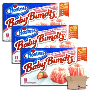 Hostess Baby Bundts Strawberry Cheesecake 10oz - 8 Individually Wrapped Mini Cak - Picture 1 of 5