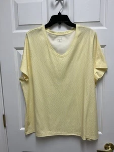 STUDIO WORKS  SHORT SLEEVE TOP TEE PLUS SIZE 2X 100% COTTON YELLOW  NWOT NEW - Picture 1 of 3