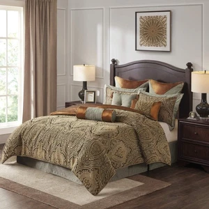 Hampton Hill Bed Comforter Duvet 2-in-1 Set Bed in A Bag - Teal, Brown, Jacqu... - Picture 1 of 12