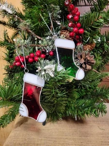 Ornamenti per calze in vetro colorato stravaganti - decorazione natalizia in vetro per albero di Natale - Foto 1 di 5