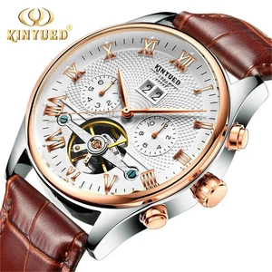 KINYUED Tourbillon Herrenuhr Automatik Mechanisch Wasserdicht Leder Armbanduhr - Bild 1 von 9