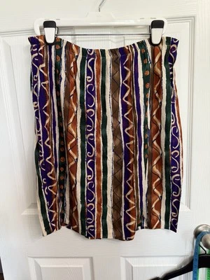 Falda De Colección Años 90 Boho Estampado Abstracto Para Mujer’s XL Tonos Tierra Hasta la Rodilla Foto 1 de 4