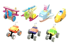 DIFÍCIL DE ENCONTRAR 7 JUGUETES DE PASCUA DE COLECCIÓN ROLLING PUSH BUNNY SL COCHES DE CARRERAS HELICÓPTERO AVIÓN CHISPA Y ROLLO - Imagen 1 de 5