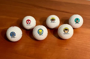 Looney Tunes Daffy, Bugs, Sylvester, Tweety, Taz & Speedy - 6 Logo Golf Ball Lot - Picture 1 of 7