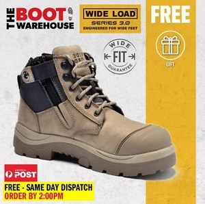 Wide Load 690SZ Stone 6E+ Extra Wide Fit Safety Work Boots, Steel Cap, Side Zip - Picture 1 of 12