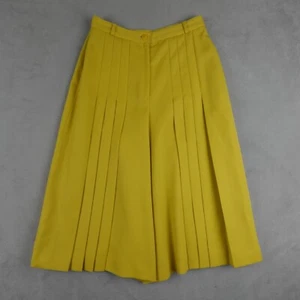 Lady Battaglia Beverly Hills Skirt Womens 42 Yellow Long Pleated Italian Wool - Picture 1 of 19