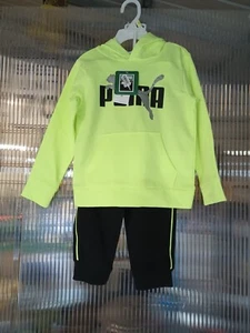 hoodie & joggers SET Boys 4T Puma Fizzy Apple Neon Green Kids Sweats Joggers - Picture 1 of 9