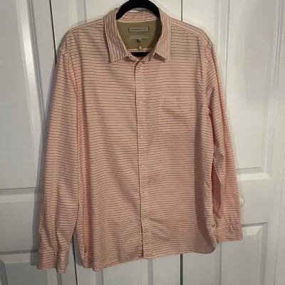Heritage Banana Republic Striped Button Up Size Large Slim Fit Red Oxford Orange - Image 1 of 4