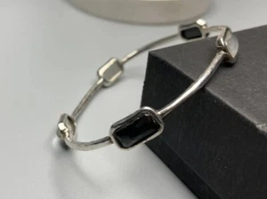 IPPOLITA Rock Candy 5 Stone Clear Black MOP Bangle Bracelet Sterling Silver 925 - Picture 1 of 12