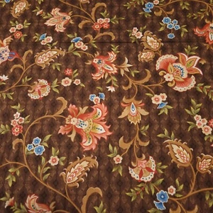 Maddie BTY Kathy Brown Red Rooster Floral Blue Pink Brown - Picture 1 of 2