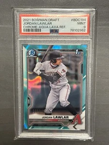 2021 Bowman Chrome Draft Aqua Lava Refractor #BDC194 RC Jordan Lawlar /199 PSA 9 - Picture 1 of 2