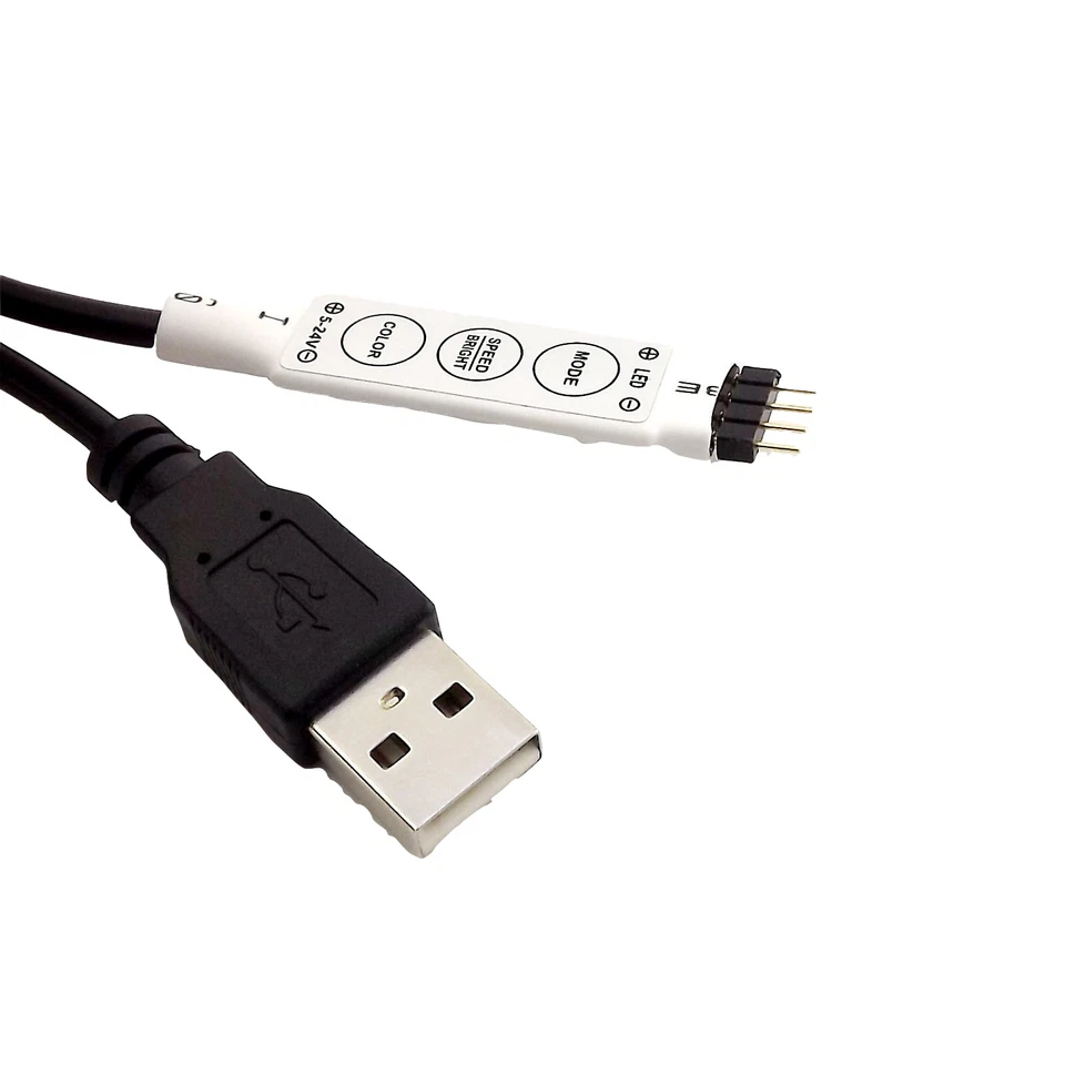 10x LED Controller 3 Key 5V USB Cable for 5050 RGB Led Stirp Light to PC TV Tab - Image 1 of 1