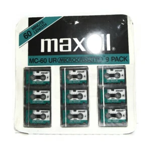 Paquete de 9 cintas de casete de audio en blanco Maxell MC-60 UR Microcassette selladas nuevas en paquete nuevas en caja - Imagen 1 de 4