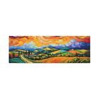 Le Marche, Italy Landscape Print Panoramic Painting Wall Art Vintage Canvas