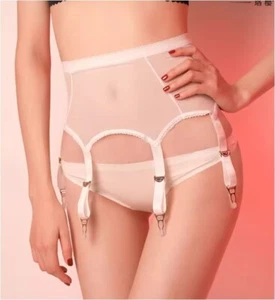 Strumpfhalter Unterwäsche Strapsgürtel Dessous Hüfthalter Strapse Tanga S-M Mesh - Bild 1 von 4