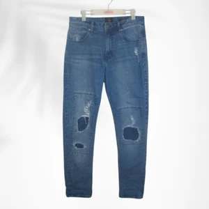 Cotton On Mens Distressed Ripped Jeans Size 32 Mid Rise Tapered Stretch Denim - Foto 1 di 11