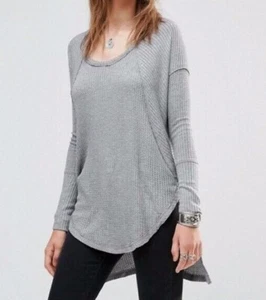 Free People Thermal Womens Size S Gray Ventura Pullover Sweater Stretch - Picture 1 of 11