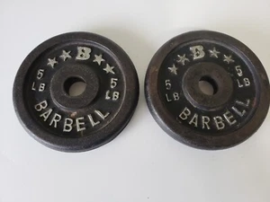 (2) 5lb Barbell Weight Plates, Standard 1" Hole, x 2=10lb - B with Stars - Picture 1 of 6