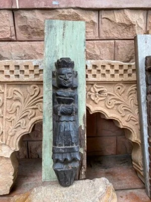 Antigua figura de diosa de madera de 1700 panel colgante de pared Foto 1 de 4