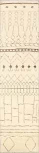 Geometric Modern Moroccan Ivory/ Brown Oriental Runner Rug Hand-knotted 2x10 - Picture 1 of 12