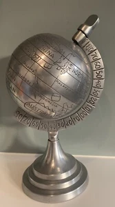 Schreibtisch Globus Aluminium Silber Metall Büro Arbeitszimmer 10,5 cm - Bild 1 von 7