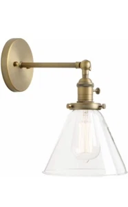 Permo Single Sconce with Funnel Flared Glass Clear Glass Shade (Antique) - Picture 1 of 6