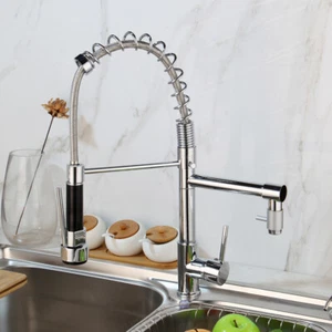 Swivel & Pull Down Sprayer Chrome Kitchen Faucet Single Hole Basin Mixer Taps - Picture 1 of 12