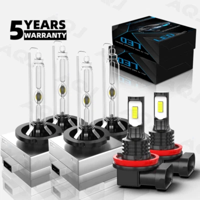 For BMW X5 2007-2016 2017 White Headlight HID Hi/Lo Beam + LED Fog Light Bulbs - Изображение 1 из 4