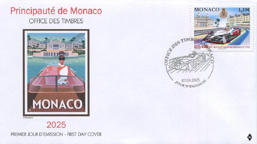 Monaco 2025 First Day Cover 10th ANNIVERSARY OF THE MONACO E-PRIX  MNH - Image 1 of 1