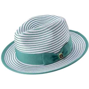 Montique EMERALD Striped Fedora Hat with Ribbon Band  SZ MED       . H-90 - Picture 1 of 2