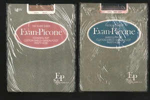 Lot 2 Evan-Picone Sheer Pantyhose Bone + New Grey Sz Small to 135lb 5'5" 1980s - Picture 1 of 2