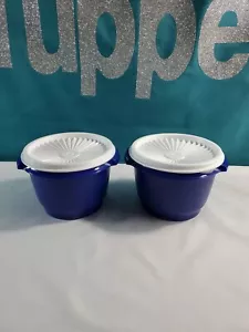 Tupperware Classic 20oz Servalier Royal Blue With White Seal Set of 2 Sale New - Picture 1 of 2
