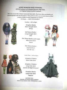 NG Creations Pattern #2 Sew Fabulous Outfits for Monster High Dolls Clothing - Picture 1 of 6