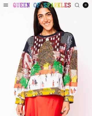 Suéter de Natal com várias lantejoulas Queen of Sparkles Rockefeller Center - Imagem 1 de 3