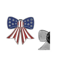 Fun Express Patriotic Red, White & Blue US Flag Style Bow Metal Pins - 1", 12 Pi - Picture 1 of 1