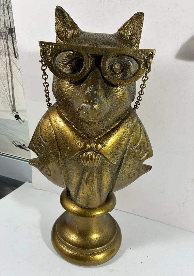 14" ELOISE THE FOX Bust CAST ALUMINUM Elegant NEW Accent Decor 75671.00 - Image 1 of 4