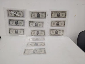 Lot Of 9 1934 $5 Green Seals (02606453 Is VF) - Picture 1 of 13