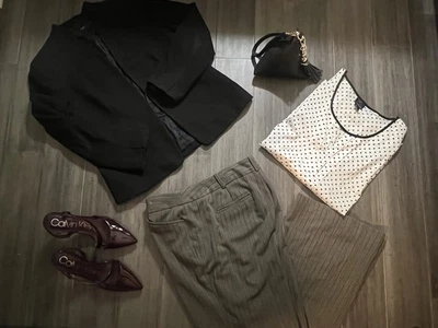 Oh Baby Women’s Black & White Polka Dot Dress Shirt / LG - Image 1 of 4