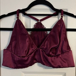 VICTORIA'S SECRET taglia XL marrone bordeaux raso bralette pizzo foderato regolabile - Foto 1 di 10