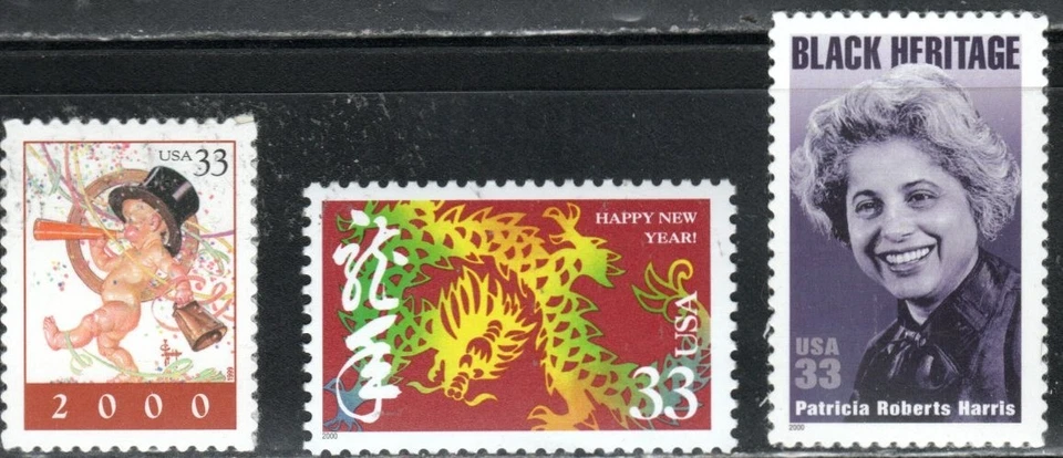 US Scott #3369, 3370 and 3371, MNH single stamps - Image 1 of 1