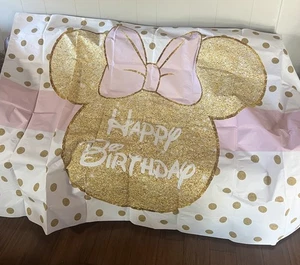 Disney MINNIE Mouse Telón de fondo Decoración de fiesta Cumpleaños Telón de fondo Nuevo - Imagen 1 de 1